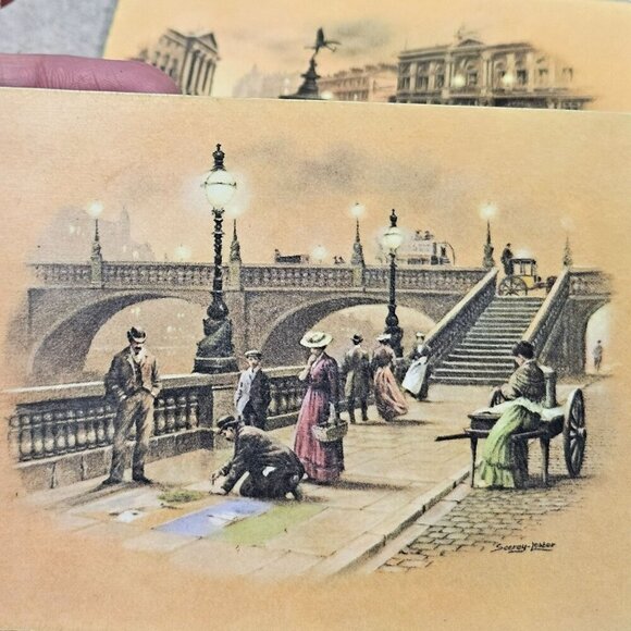 Set Of 6 Vintage Street Scene Coasters By Seerey Lester Signed Rectangle Retro - Picture 9 of 16